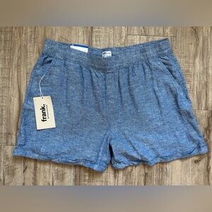 Frank and Oak linen blend Blue Women's Shorts summer beach comfort casual